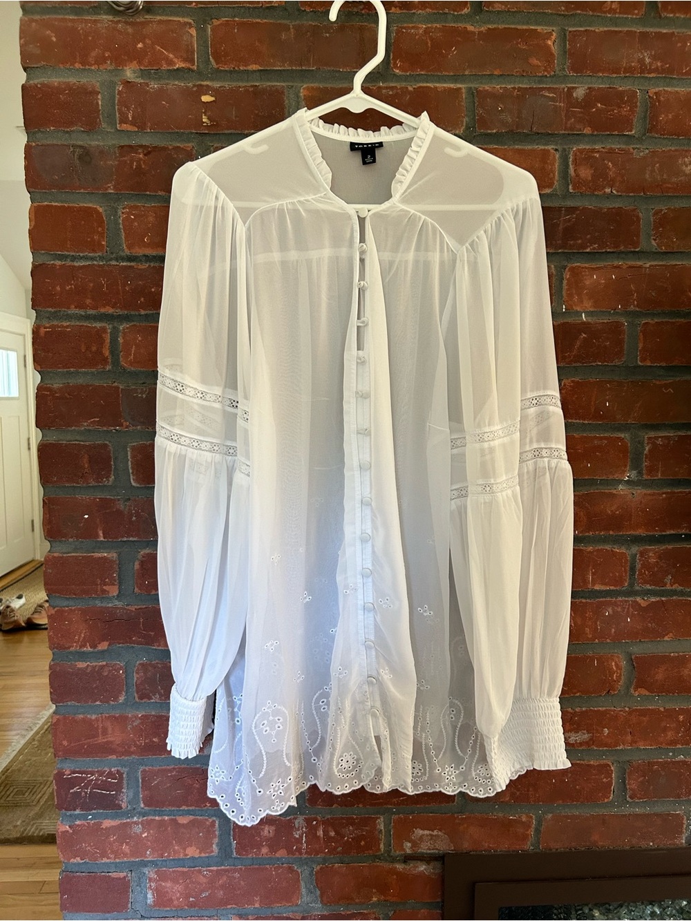 torrid White Eyelet Button-Up Peasant Blouse